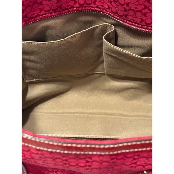Coach Red Signature Gallery Tote Handbag Excellent Condition - Picture 12 of 13